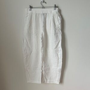 GAP Cotton Gauze Easy Barrel Pants - White